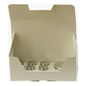 EM-Tec SB10 Stub-Storr low cost white cardboard storage box for 10 standard 12.7mm SEM pin stubs