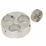 EM-Tec J4 multi holder for 4 of the JEOL Ø9.5mm sample stubs. Holder size is Ø32x10mm.
