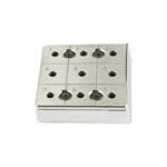 EM-Tec CS9/4 C-Square multi pin stub holder for 9x Ø12.7mm or 4 x Ø25.4mm pin stubs, Ø14mm JEOL stub