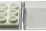 EM-Tec SC12 clear styrene storage box for 12x Ø9.5mm JEOL/Ø12.2mm JEOL or 12 pin stubs